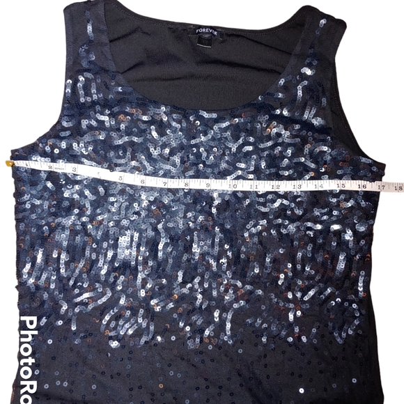 Forever Black Sequin Mini Dress, Size M - Picture 2 of 6